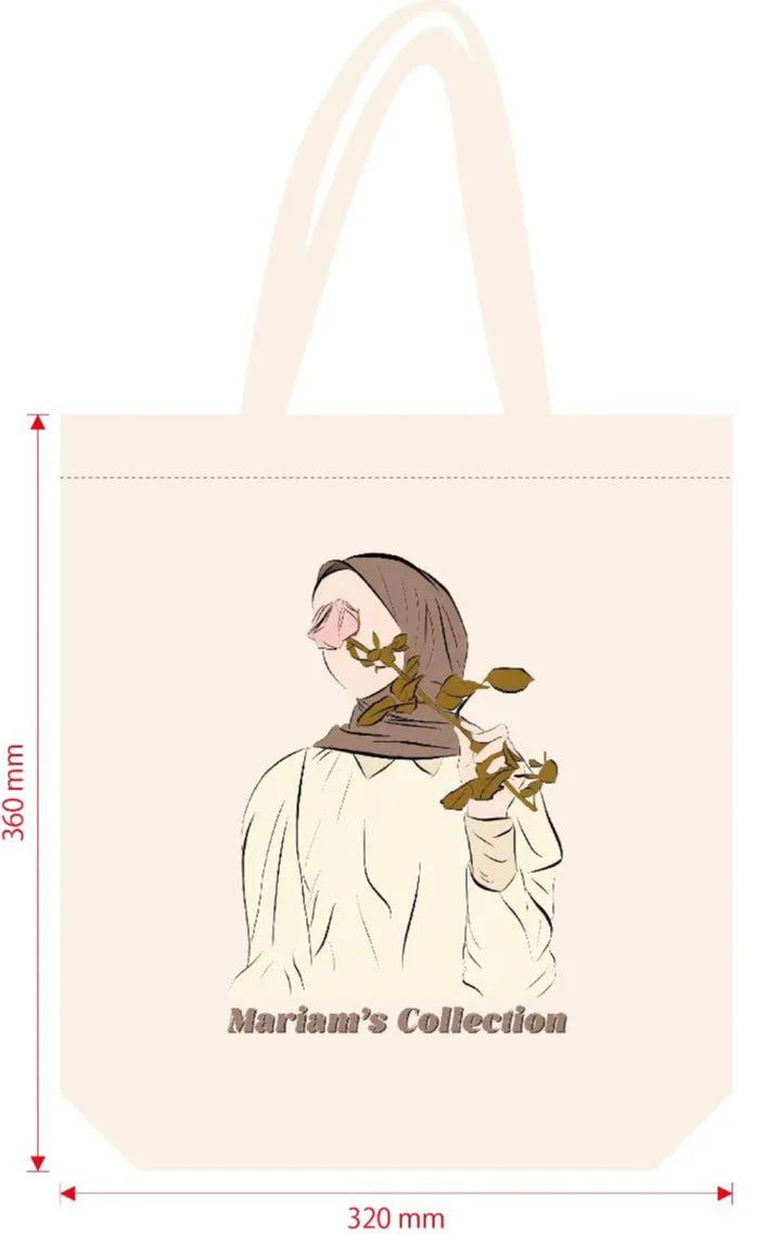 Hijabi Illustrated Canvas Tote Bag – Mariam’s Collection（MAC235） - Image 5