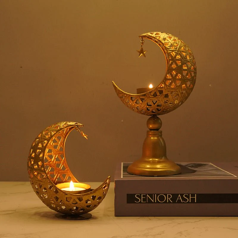 Hollow Moon Candle Holder – Iron Ramadan Decorative Accent (MAC379) - Image 2