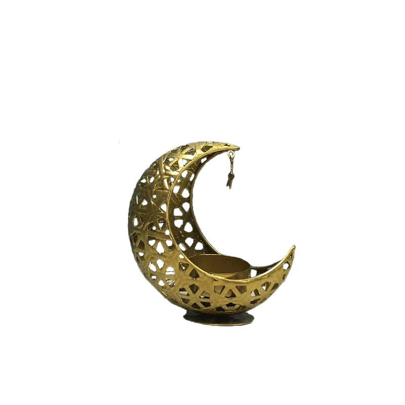 Hollow Moon Candle Holder – Iron Ramadan Decorative Accent (MAC379) - Image 3