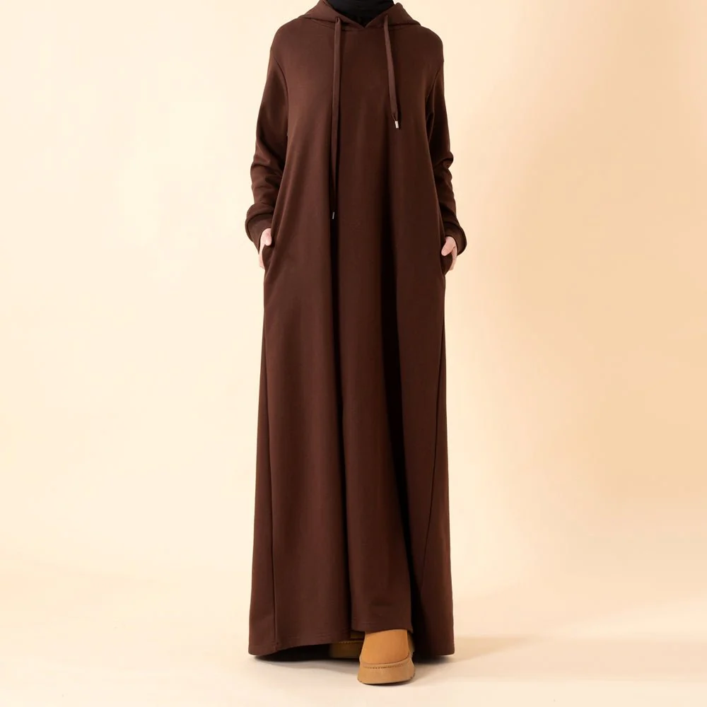 French Terry Hoodie Abaya With Pockets (MA340)