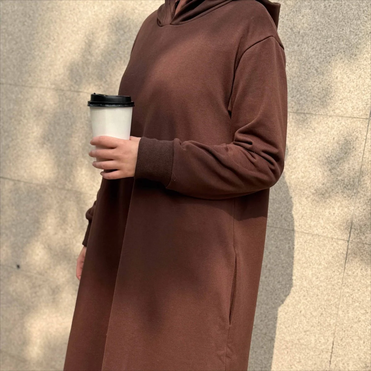 French Terry Hoodie Abaya With Pockets (MA340) - Image 10