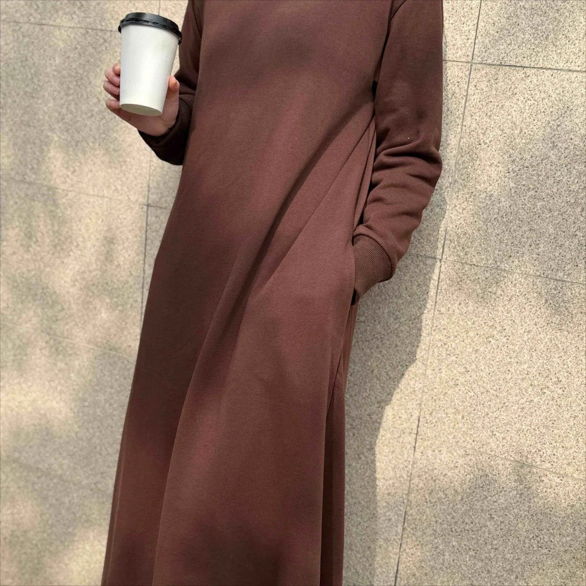 French Terry Hoodie Abaya With Pockets (MA340) - Image 11