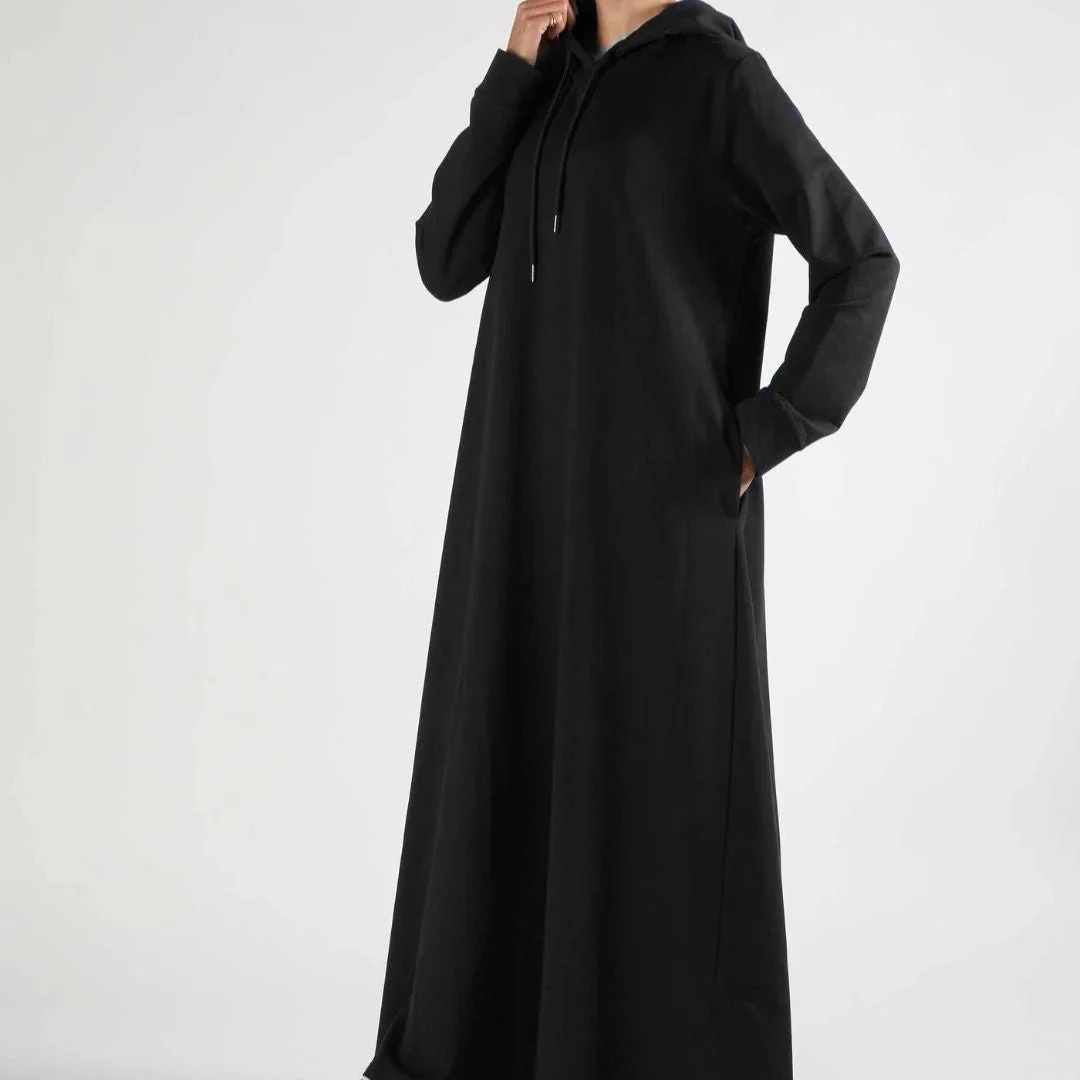 French Terry Hoodie Abaya With Pockets (MA340) - Image 14