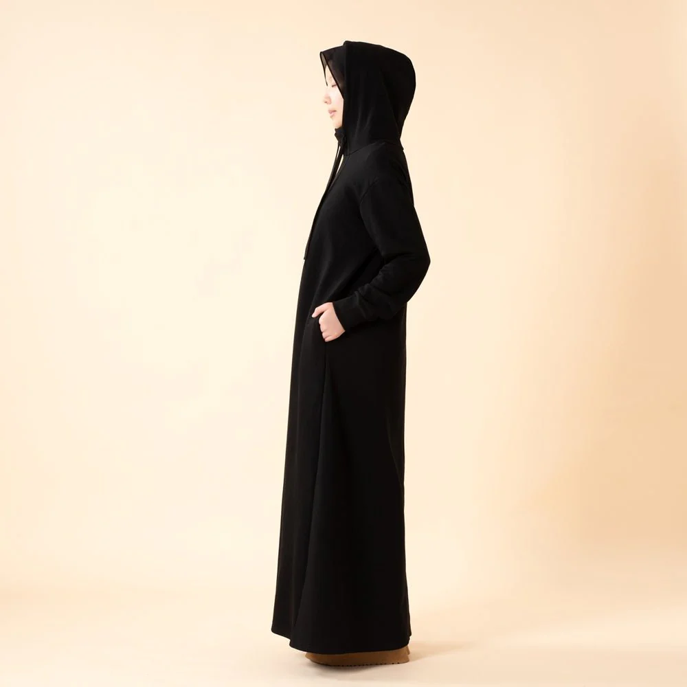 French Terry Hoodie Abaya With Pockets (MA340) - Image 17
