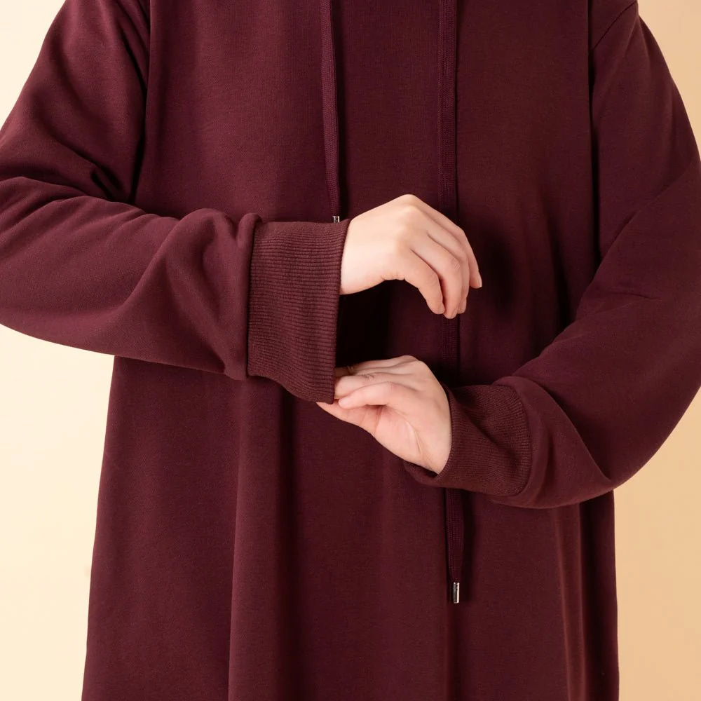 French Terry Hoodie Abaya With Pockets (MA340) - Image 8