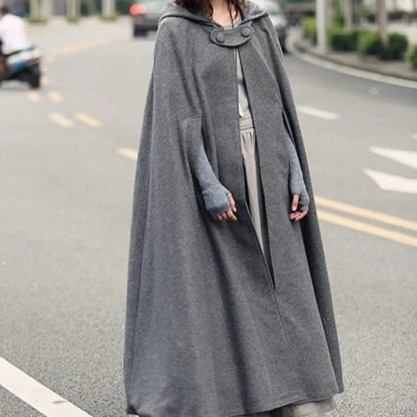 Hooded Shawl Extended Cape Coat | Versatile 5-Color Hooded Shawl Poncho (MOA088) - Image 3