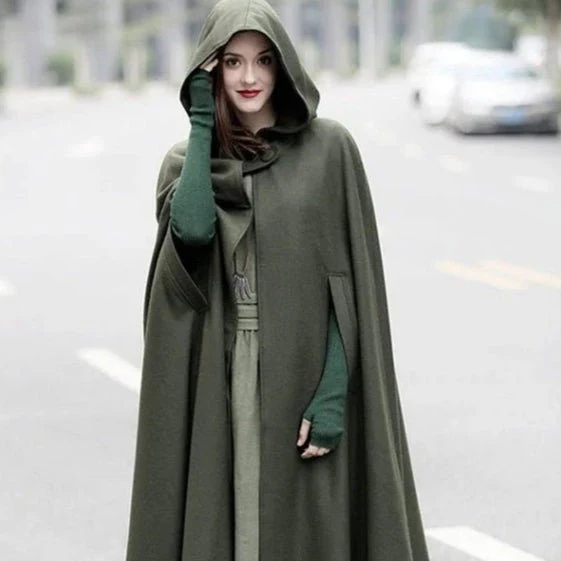Hooded Shawl Extended Cape Coat | Versatile 5-Color Hooded Shawl Poncho (MOA088) - Image 8
