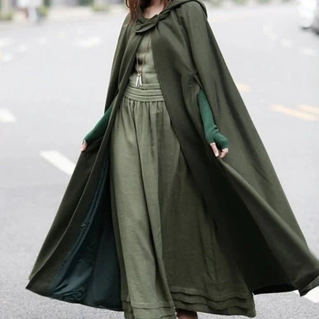 Hooded Shawl Extended Cape Coat | Versatile 5-Color Hooded Shawl Poncho (MOA088) - Image 9