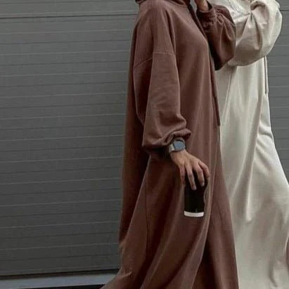 Hooded Sweatshirt Abaya | Hoodie Abaya With Pockets (MA125) - Image 13