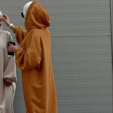 Hooded Sweatshirt Abaya | Hoodie Abaya With Pockets (MA125) - Image 14