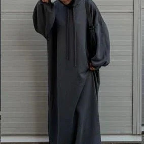 Hooded Sweatshirt Abaya | Hoodie Abaya With Pockets (MA125) - Image 15