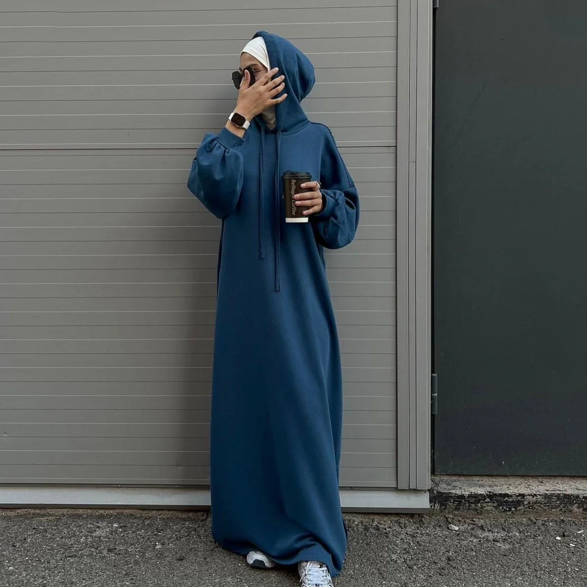 Hooded Sweatshirt Abaya | Hoodie Abaya With Pockets (MA125) - Image 19