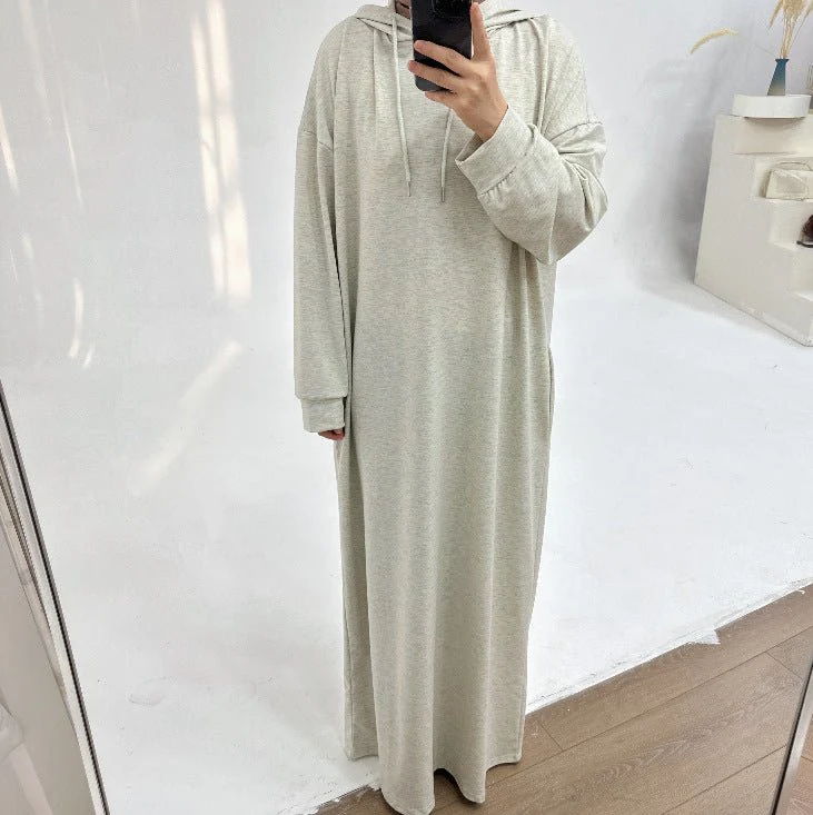 Hooded Sweatshirt Abaya | Hoodie Abaya With Pockets (MA125) - Image 5