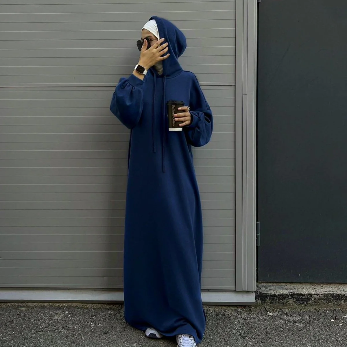 Hooded Sweatshirt Abaya | Hoodie Abaya With Pockets (MA125) - Image 6