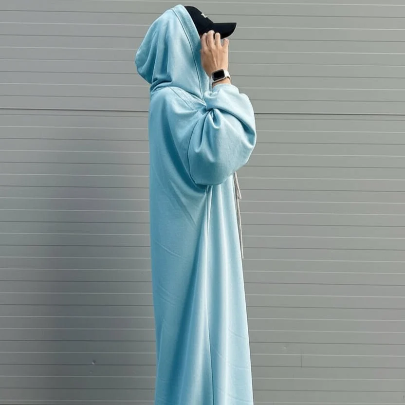 Hooded Sweatshirt Abaya | Hoodie Abaya With Pockets (MA125) - Image 7