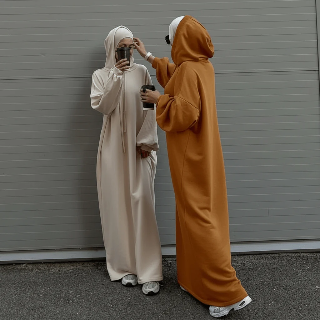 Hooded Sweatshirt Abaya | Hoodie Abaya With Pockets (MA125) - Image 8