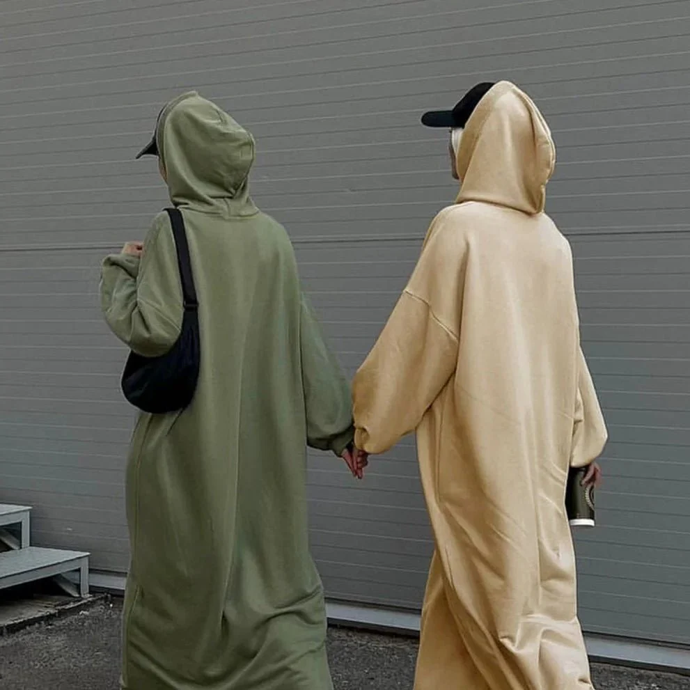 Hooded Sweatshirt Abaya | Hoodie Abaya With Pockets (MA125) - Image 9