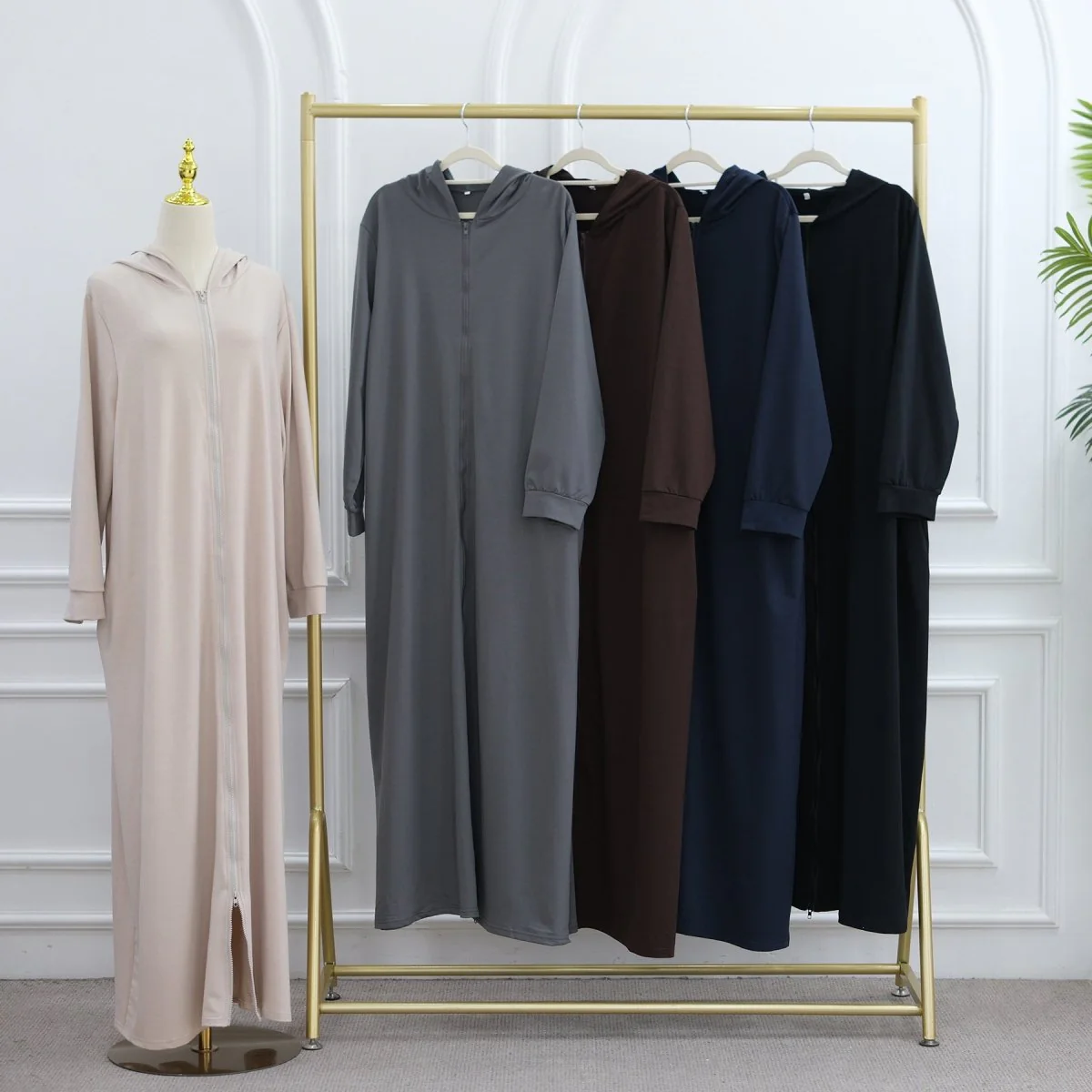 Hooded Zip-Front Abaya with Pockets (MA389) - Image 10