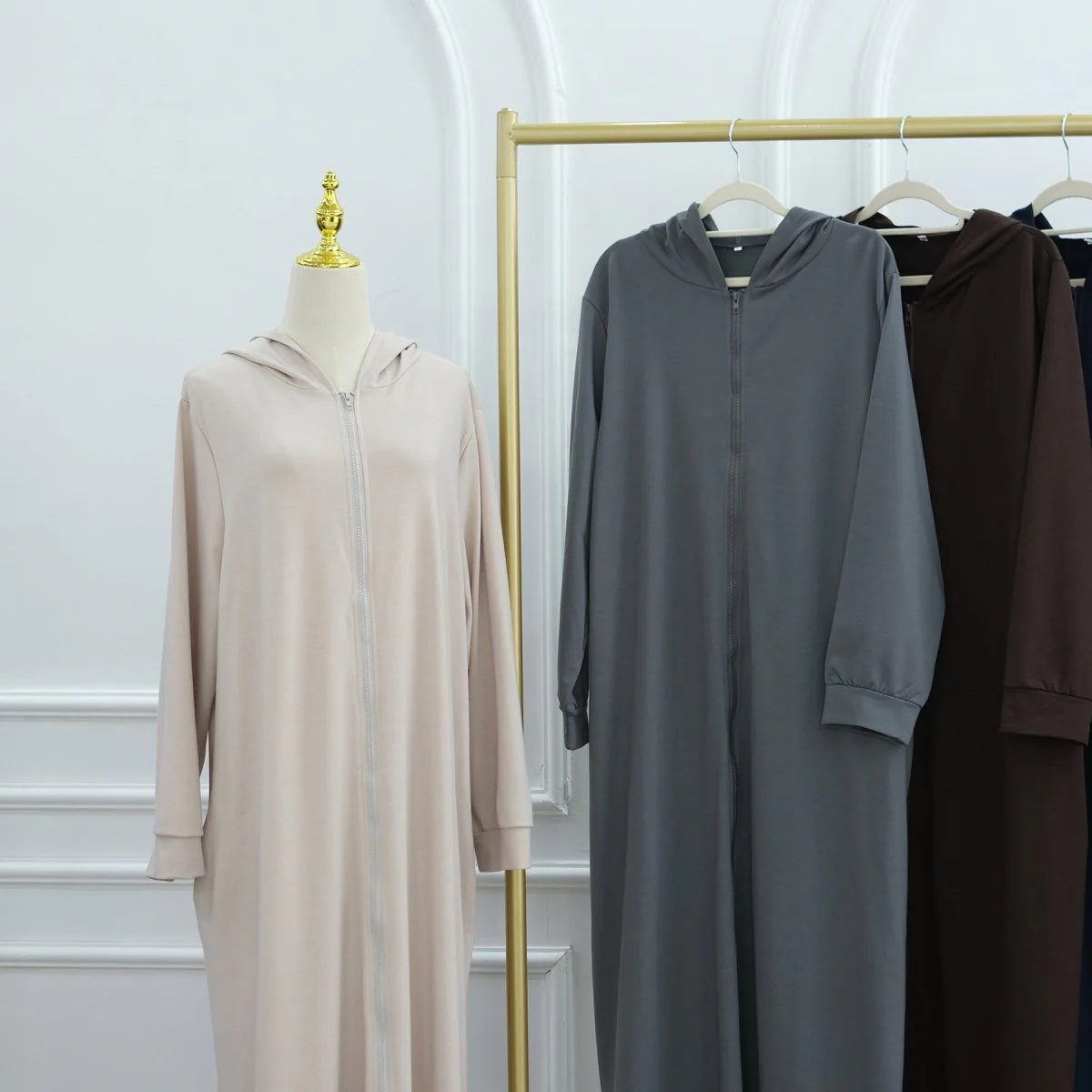 Hooded Zip-Front Abaya with Pockets (MA389) - Image 11