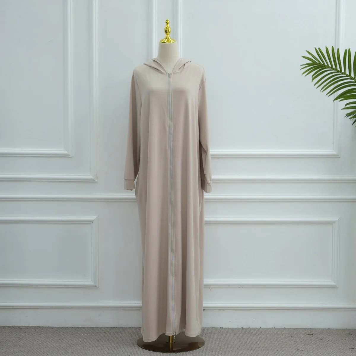 Hooded Zip-Front Abaya with Pockets (MA389) - Image 6