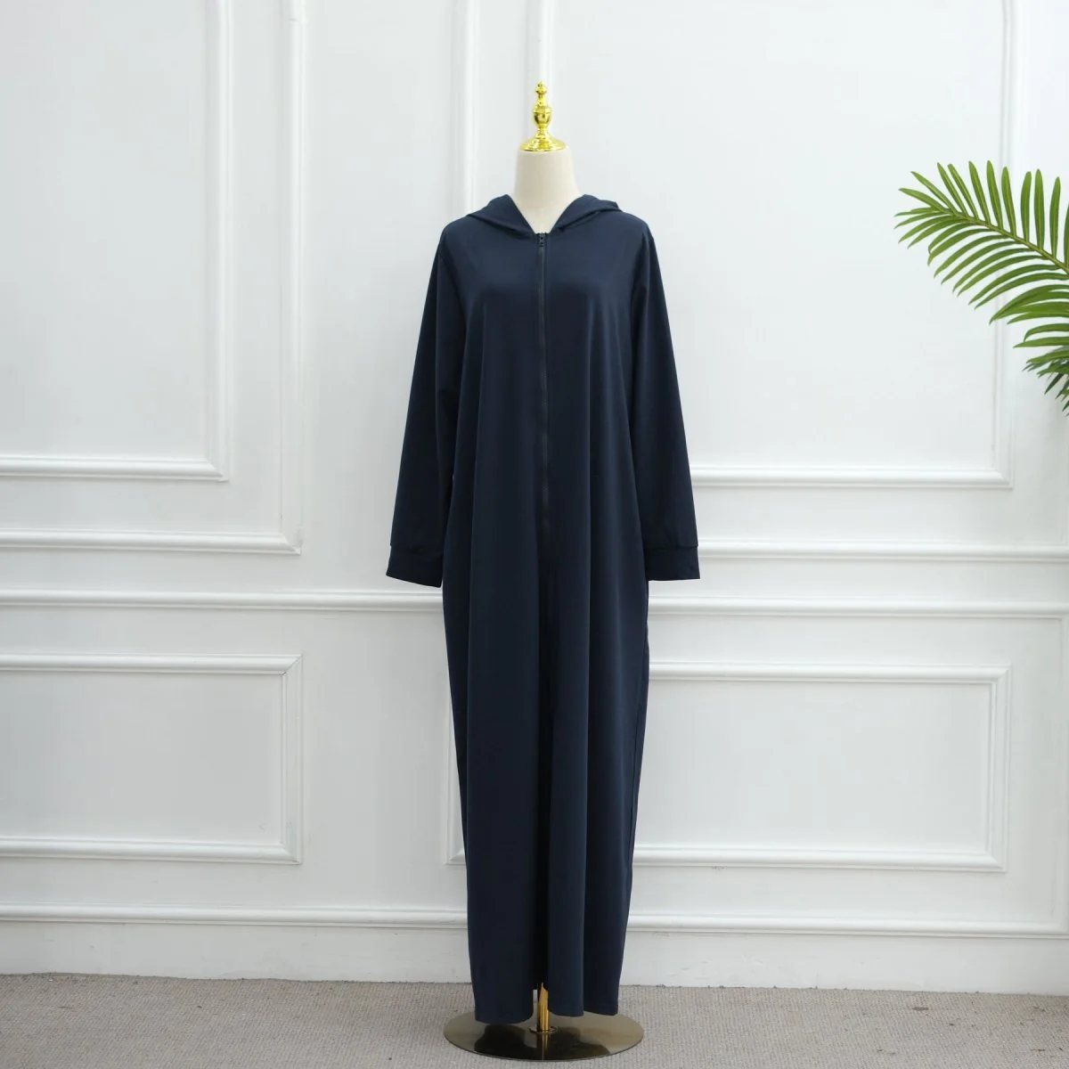 Hooded Zip-Front Abaya with Pockets (MA389) - Image 7