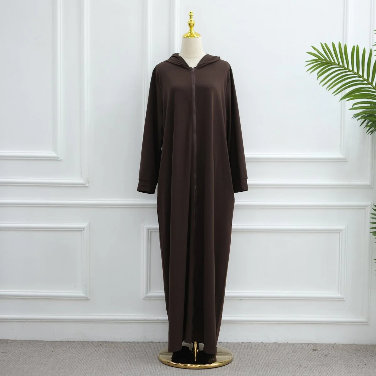 Hooded Zip-Front Abaya with Pockets (MA389) - Image 8