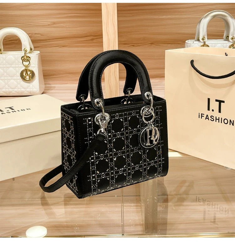 Hot diamond heavy industry high-end satin Princess Diana bag(MAC220) - Image 8
