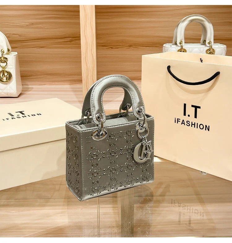 Hot diamond heavy industry high-end satin Princess Diana bag(MAC220) - Image 9
