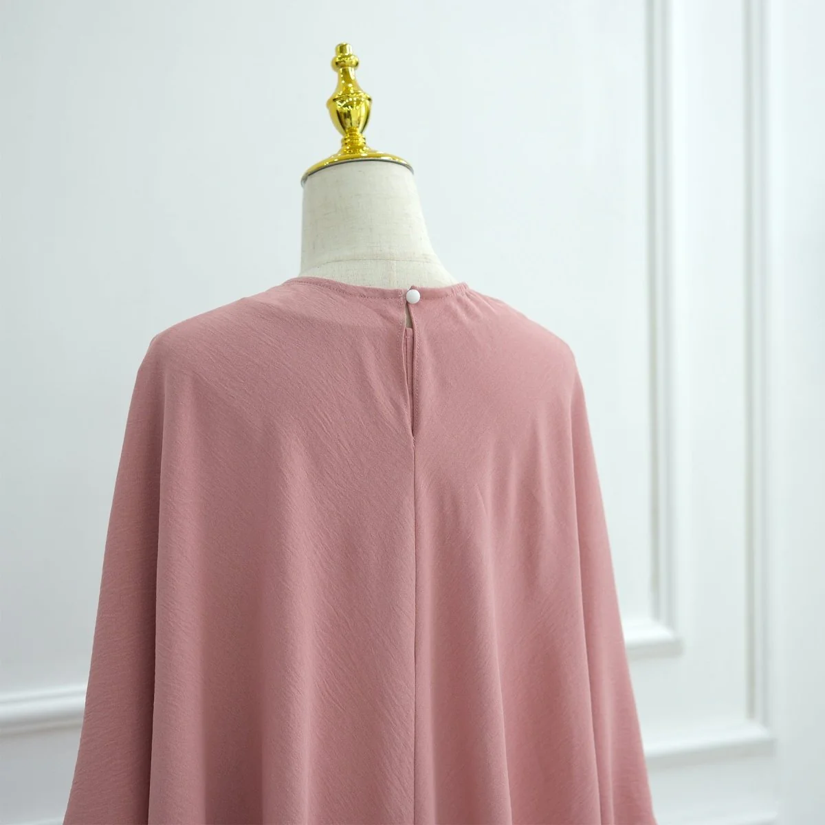 Ice Silk Crinkle Cape Set | 3-Piece Solid Color Abaya with Inner Dress & Belt(MA304) - Image 10