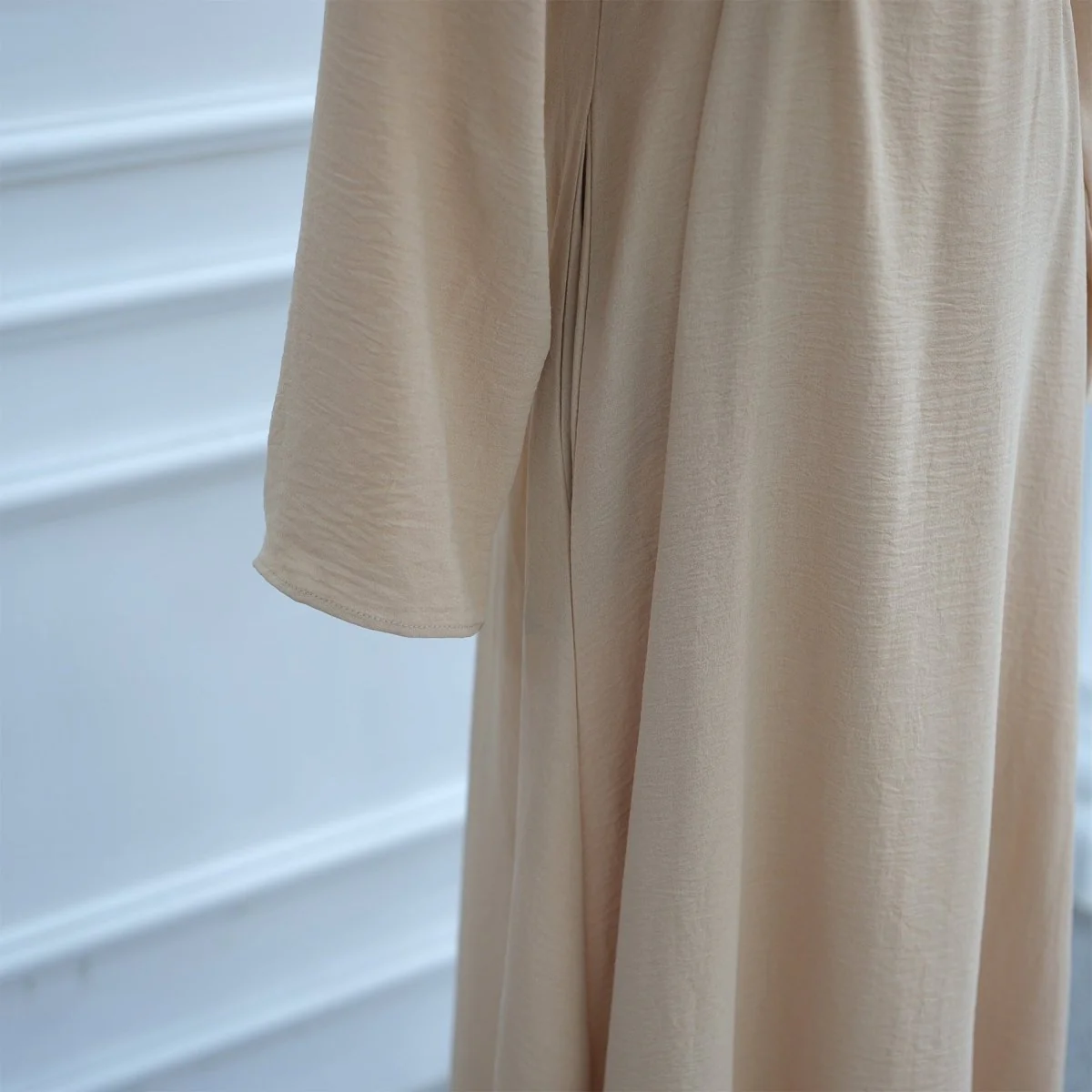 Ice Silk Crinkle Cape Set | 3-Piece Solid Color Abaya with Inner Dress & Belt(MA304) - Image 13