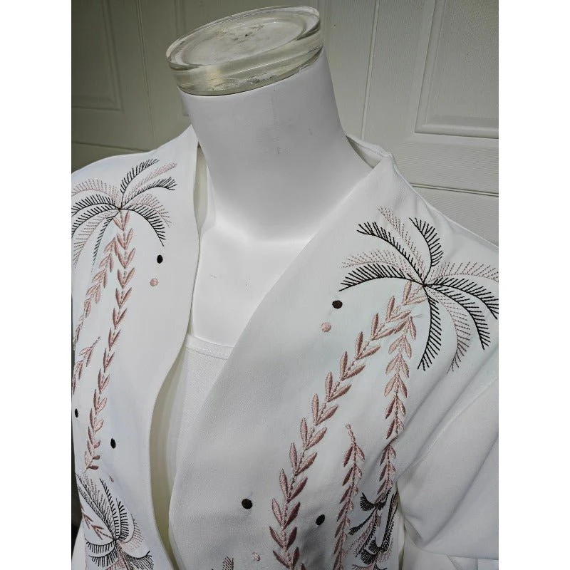 Ice Silk Crinkle Fabric  Embroidered V-Neck Abaya(MOA234) - Image 10