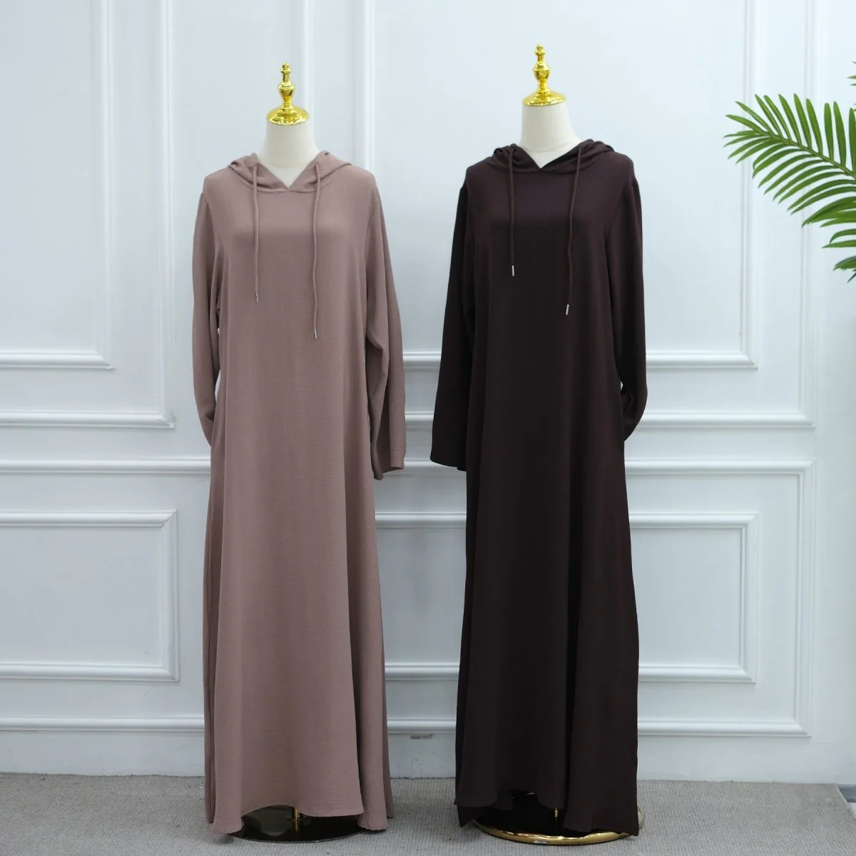 Ice Silk Crinkle Hooded Dress with Pockets(MA393) - Image 3