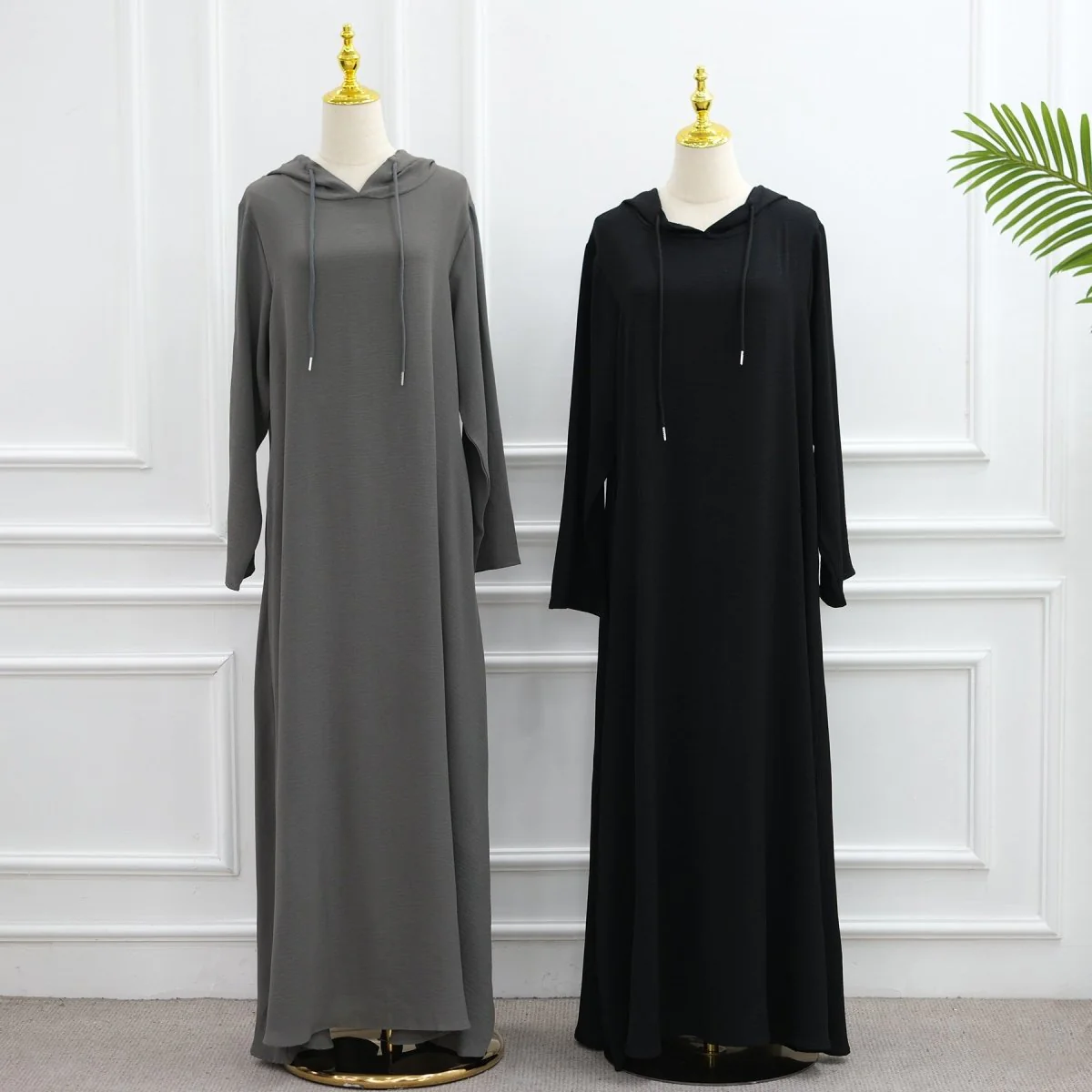 Ice Silk Crinkle Hooded Dress with Pockets(MA393) - Image 4