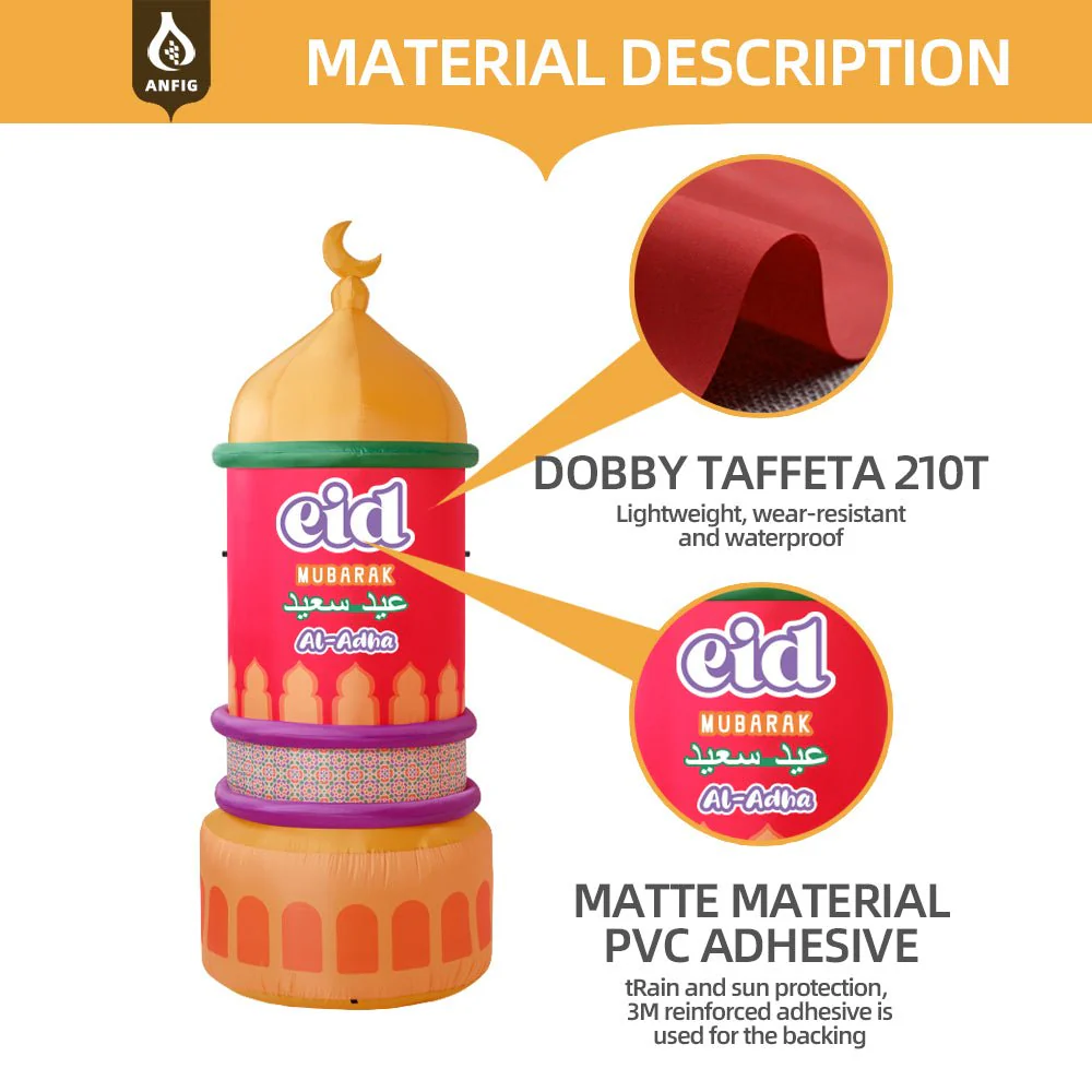Inflatable 7.5FT Mabrook Al-Iftitah Mosque Decor with LED Lights – Ramadan & Eid Yard Decoration for Outdoor, Lawn, Garden, Party, Store Opening (MAC237） - Image 7