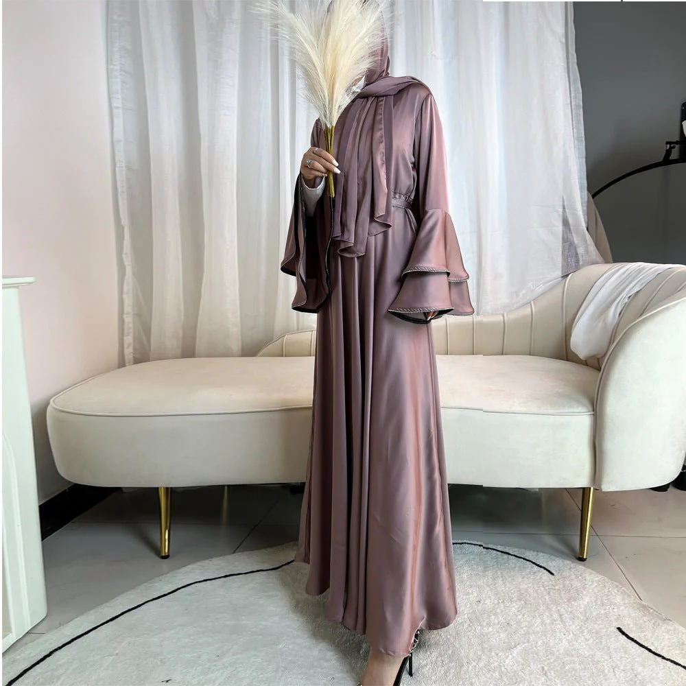 Diamond Modest Bell Sleeve Adjustable Waist Kaftan Dress Abaya with Hijab (MA169) - Image 15
