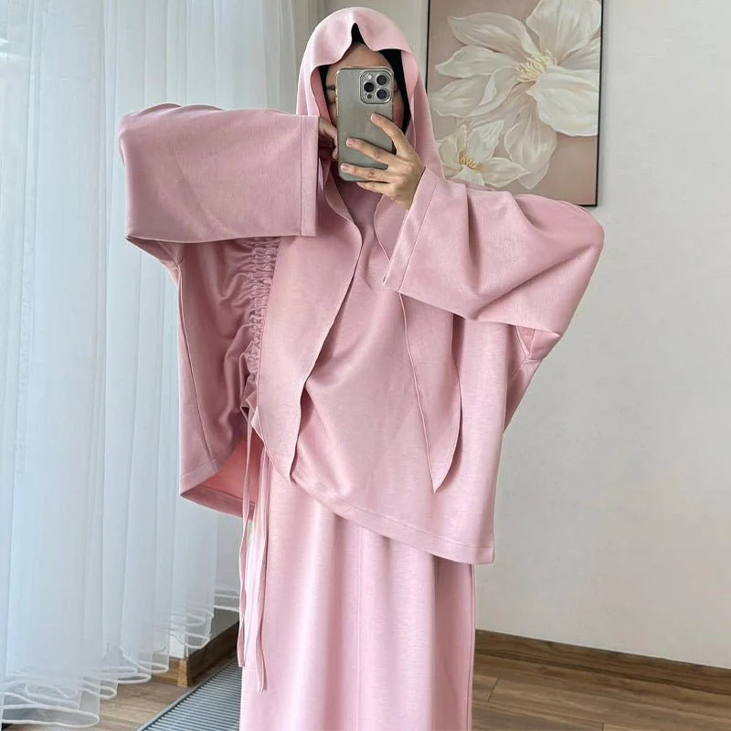 Integrated Hijab Hoodie & Maxi Skirt Set(MS194) - Image 11