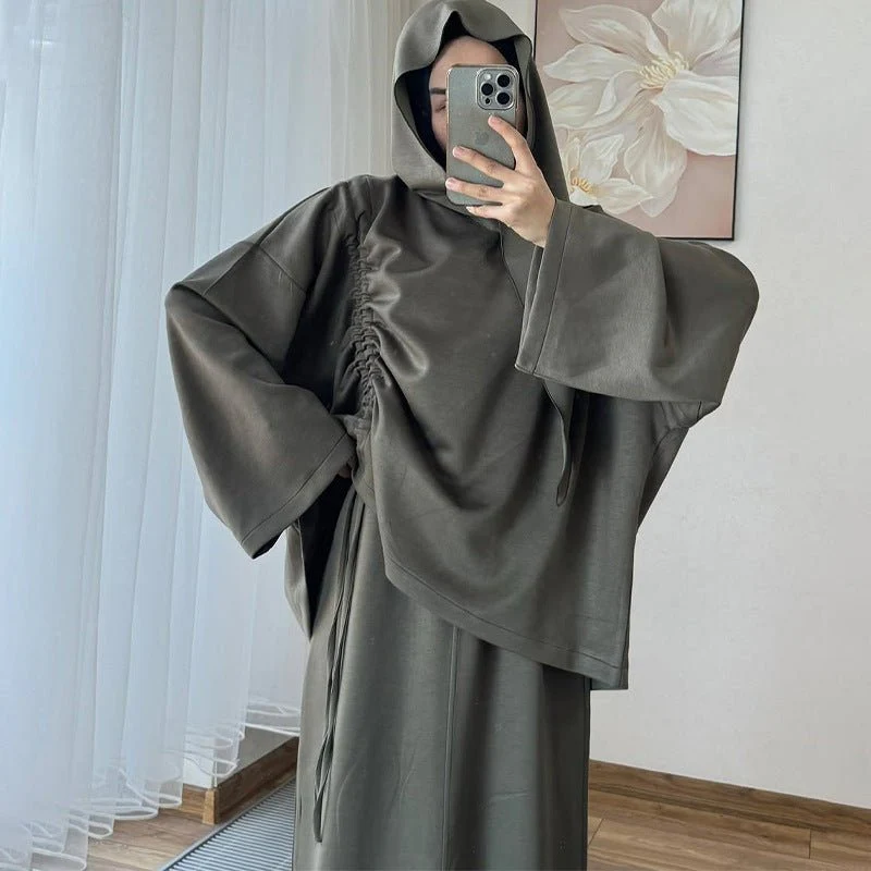 Integrated Hijab Hoodie & Maxi Skirt Set(MS194) - Image 13
