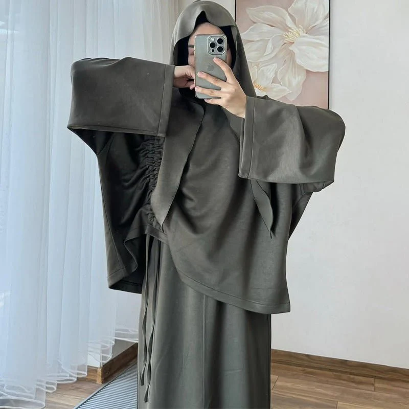 Integrated Hijab Hoodie & Maxi Skirt Set(MS194) - Image 14