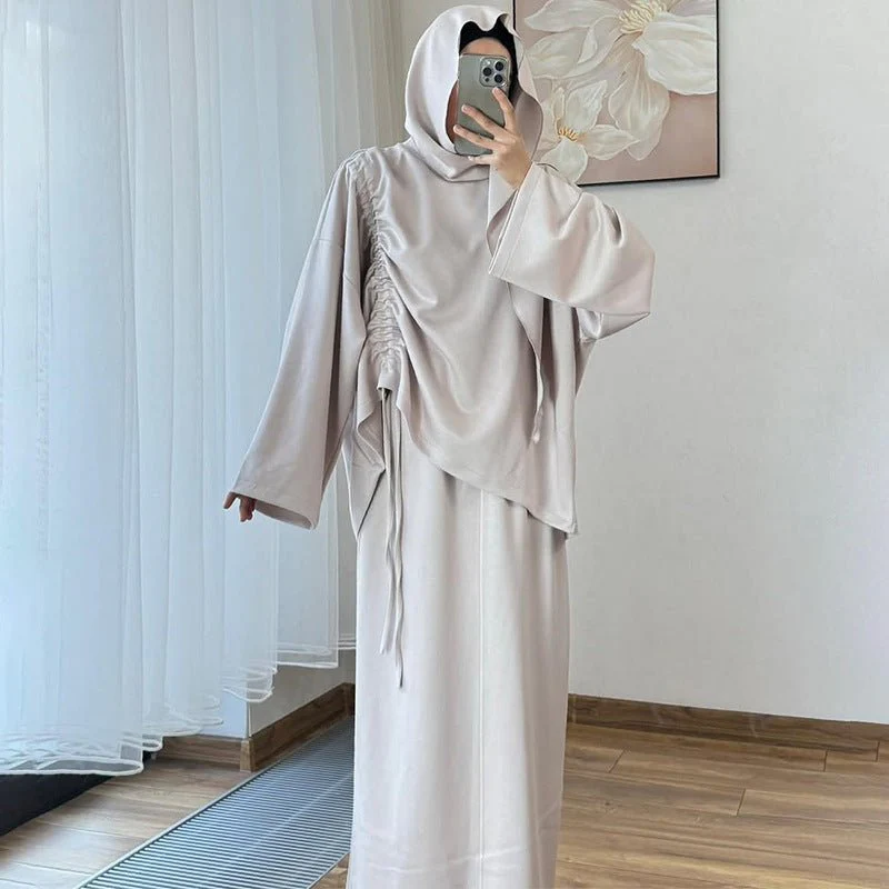 Integrated Hijab Hoodie & Maxi Skirt Set(MS194) - Image 15