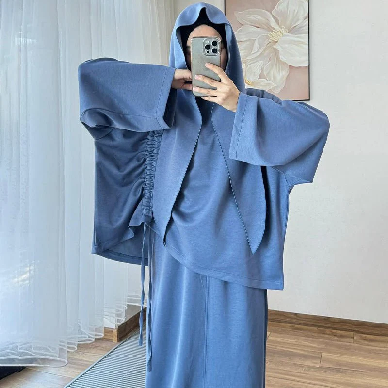 Integrated Hijab Hoodie & Maxi Skirt Set(MS194) - Image 4