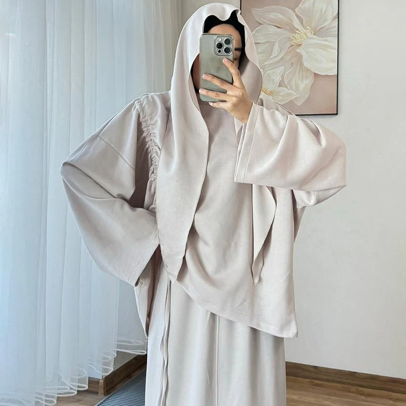 Integrated Hijab Hoodie & Maxi Skirt Set(MS194) - Image 5