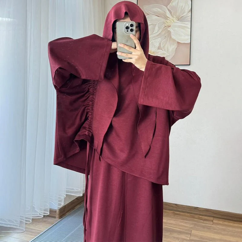 Integrated Hijab Hoodie & Maxi Skirt Set(MS194) - Image 6