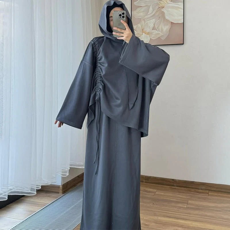 Integrated Hijab Hoodie & Maxi Skirt Set(MS194) - Image 7