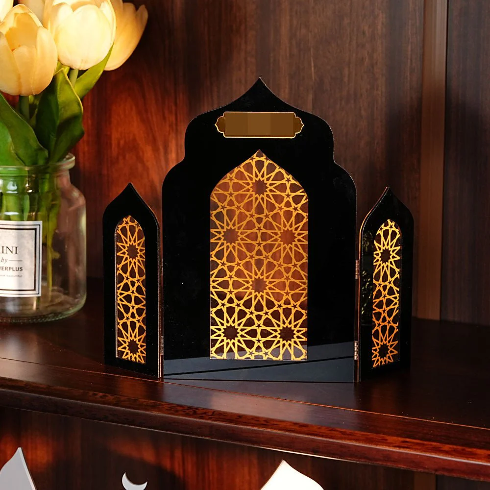 Islamic Acrylic Folding Screen Hollow Pattern Desktop Decor (MAC402) - Image 16