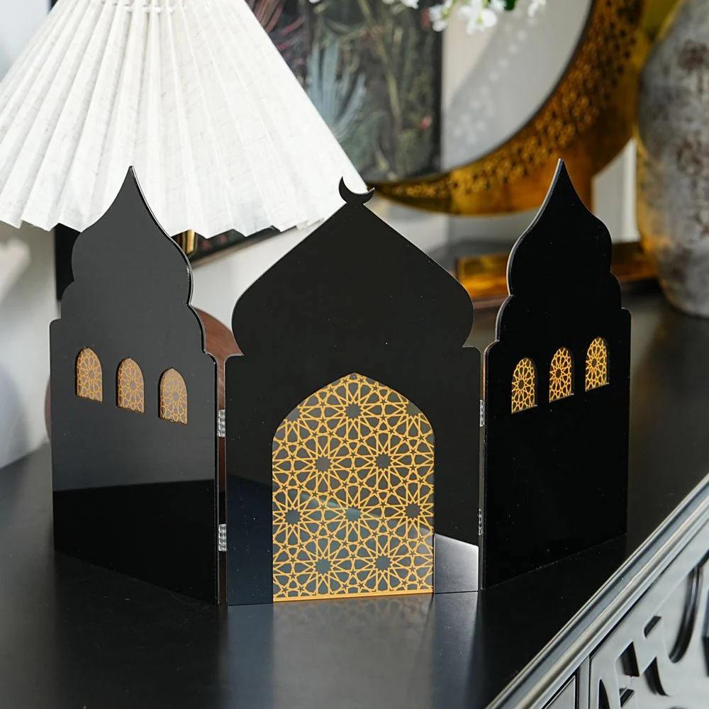 Islamic Acrylic Folding Screen Hollow Pattern Desktop Decor (MAC402) - Image 19