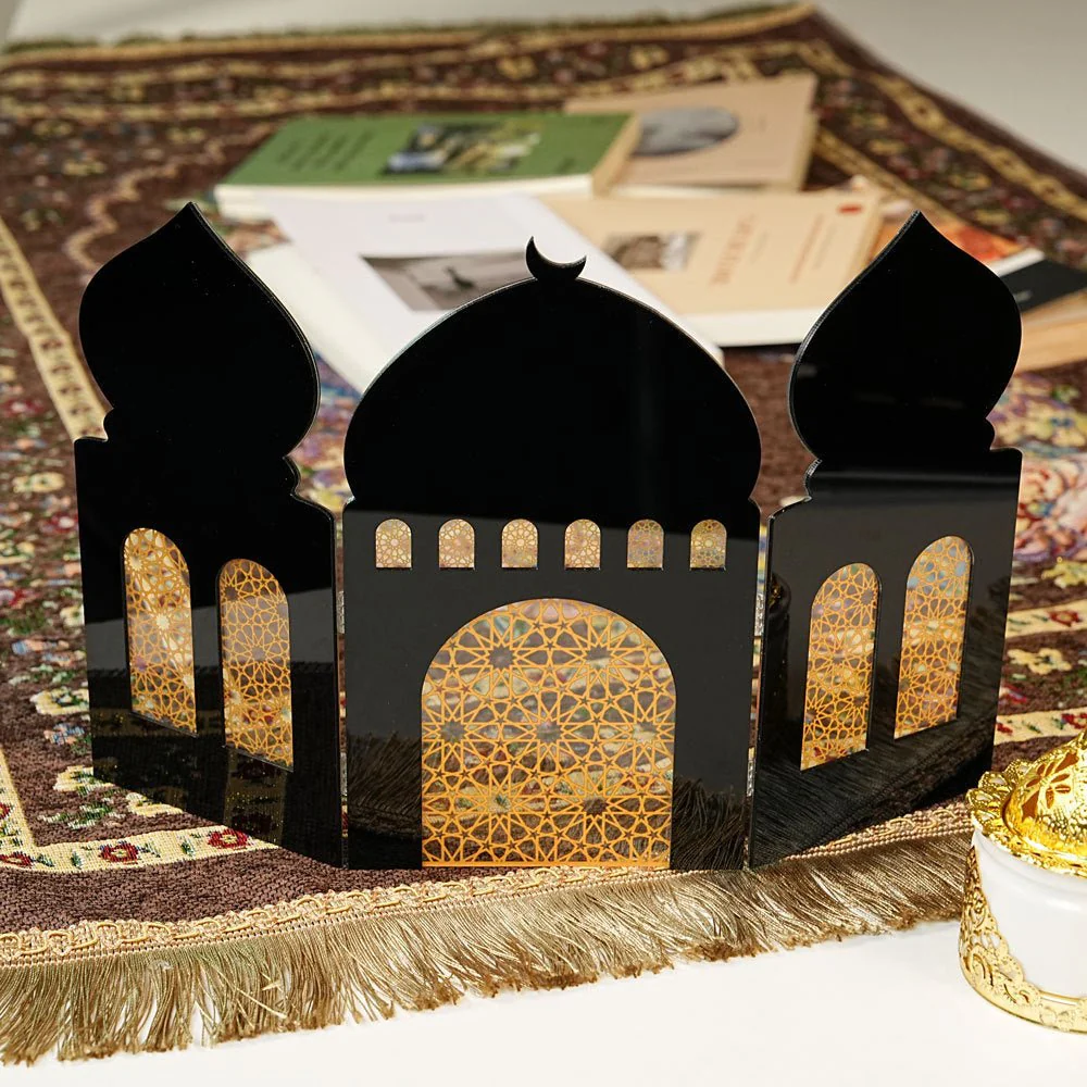 Islamic Acrylic Folding Screen Hollow Pattern Desktop Decor (MAC402) - Image 2