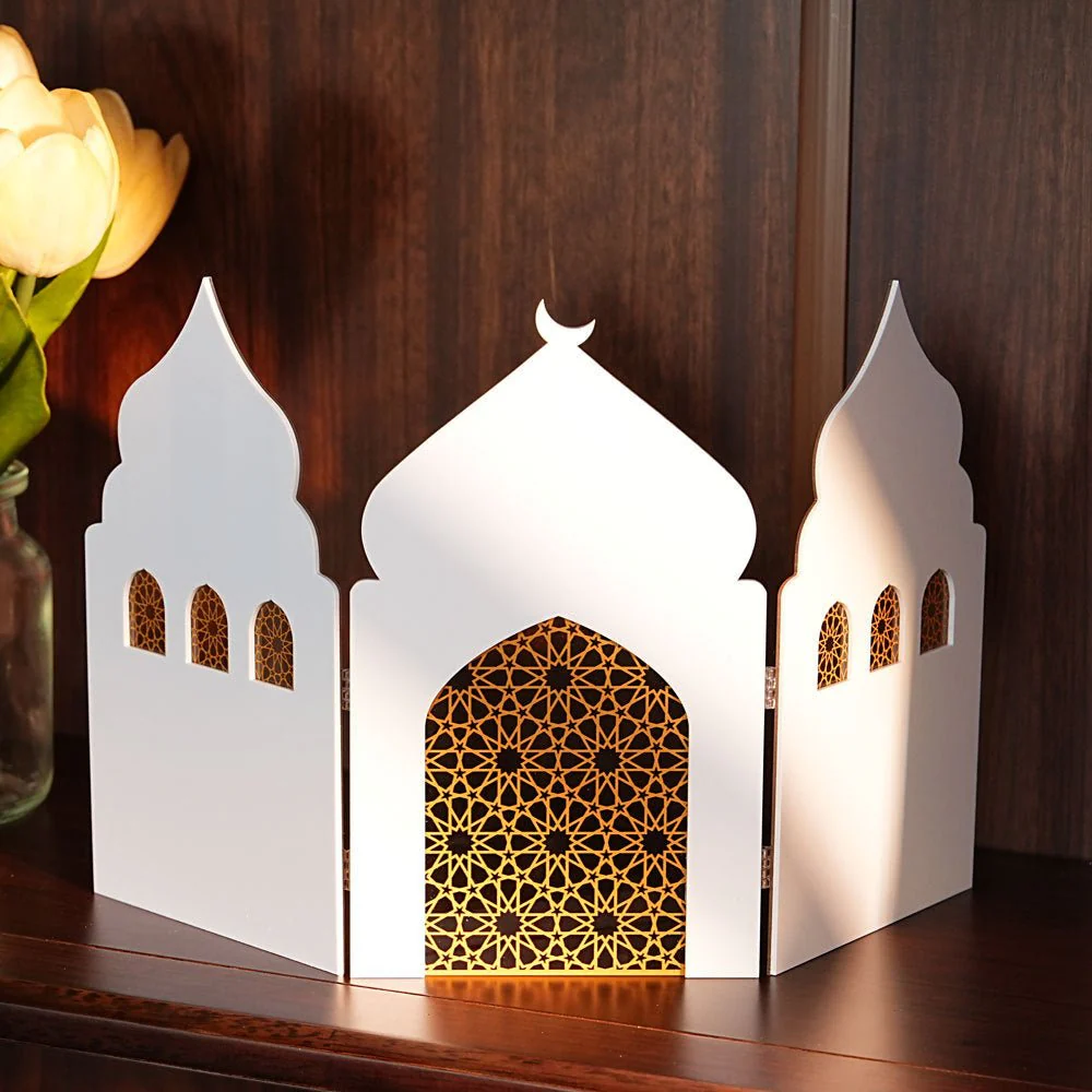 Islamic Acrylic Folding Screen Hollow Pattern Desktop Decor (MAC402) - Image 20