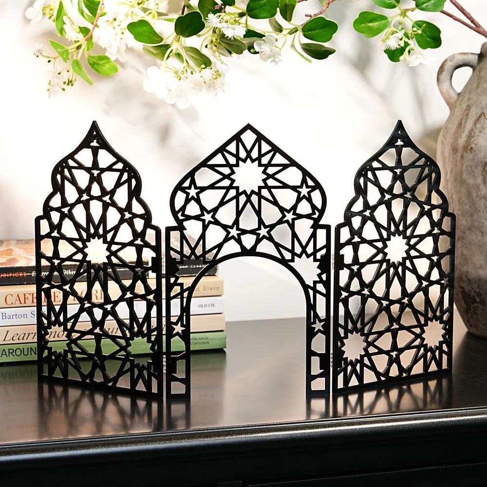 Islamic Acrylic Folding Screen Hollow Pattern Desktop Decor (MAC402) - Image 22