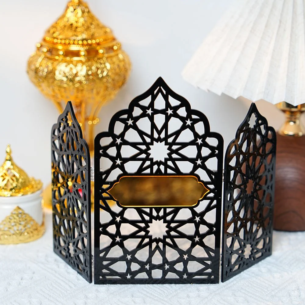 Islamic Acrylic Folding Screen Hollow Pattern Desktop Decor (MAC402) - Image 3