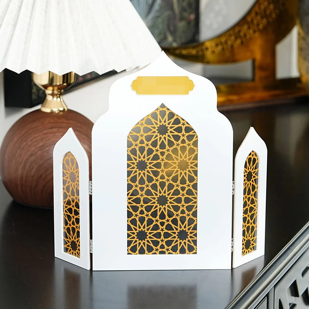 Islamic Acrylic Folding Screen Hollow Pattern Desktop Decor (MAC402) - Image 5